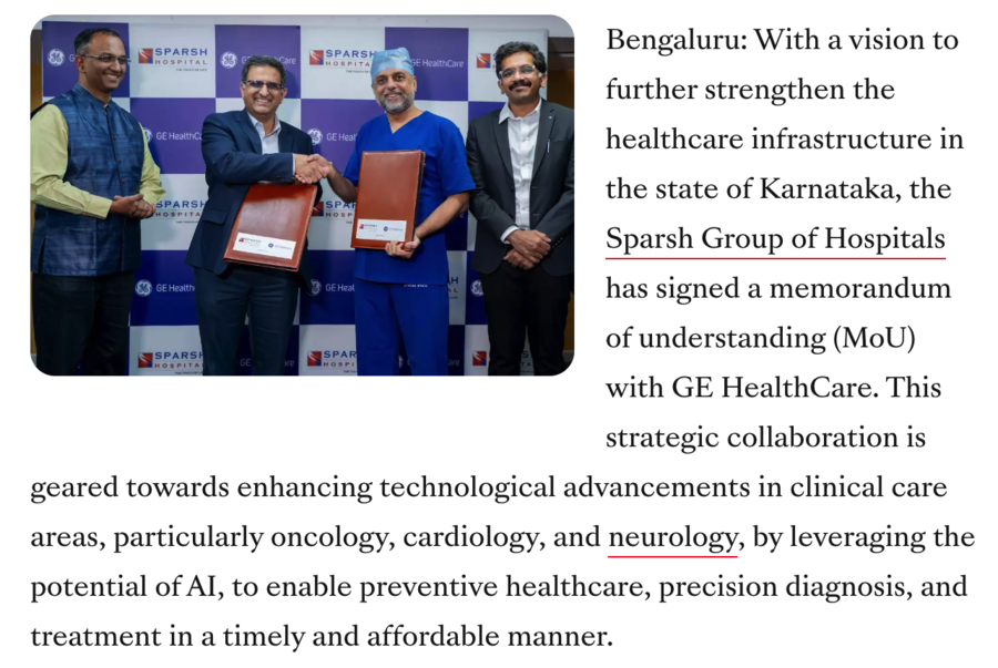 Sparsh Hospital, GE HealthCare ink MoU to advance clinical care in India